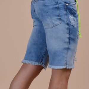 bermuda 100% jeans claro com torçal 36