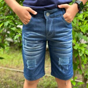 bermuda infantil jeans manchado 32