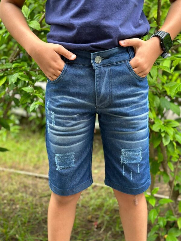 bermuda infantil jeans manchado 32